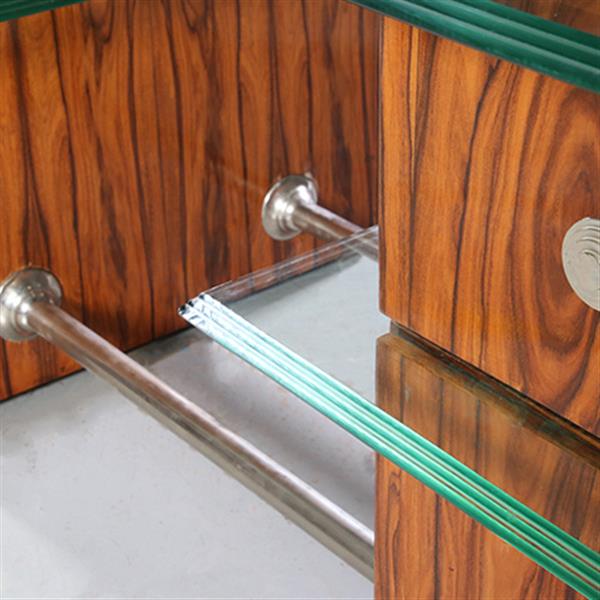 Grote foto een uniek bureau met glazen werkblad laat art deco ca 1950 met 6 laden no.953010 antiek en kunst overige in antiek gebruiksvoorwerpen