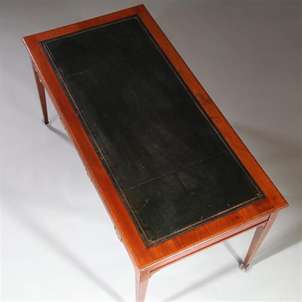 Grote foto engelse strakke schrijftafel maple co ca 1910 met groen leer ingelegd no960435 antiek en kunst stoelen en banken