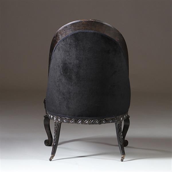 Grote foto koloniale dames zetel massief ebbenhout ca 1800 met zwarte velours en 2 olifanten kopjes no.922860 antiek en kunst stoelen en banken