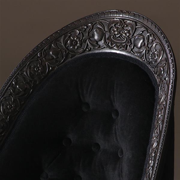 Grote foto koloniale dames zetel massief ebbenhout ca 1800 met zwarte velours en 2 olifanten kopjes no.922860 antiek en kunst stoelen en banken
