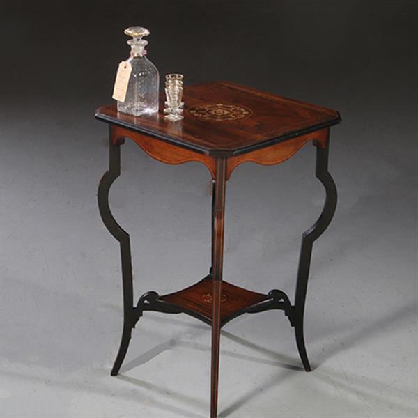 Grote foto vierkant wijntafeltje of bijzettafeltje ingelegde medaillons ca 1875 palissander no. 862460 antiek en kunst stoelen en banken
