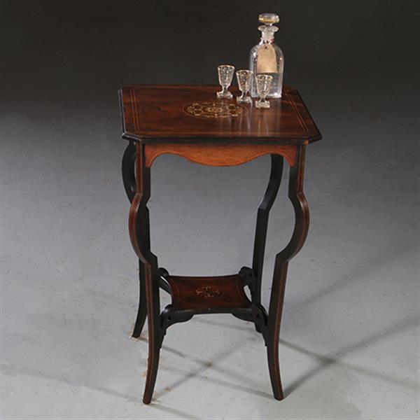 Grote foto vierkant wijntafeltje of bijzettafeltje ingelegde medaillons ca 1875 palissander no. 862460 antiek en kunst stoelen en banken