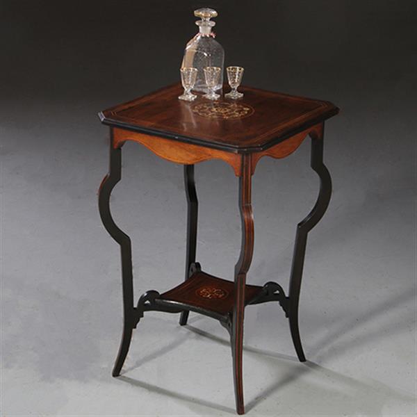 Grote foto vierkant wijntafeltje of bijzettafeltje ingelegde medaillons ca 1875 palissander no. 862460 antiek en kunst stoelen en banken