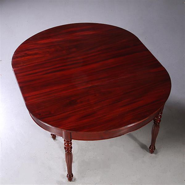 Grote foto franse coulissetafel in mahonie met paraplu poot ca 1860 met 4 inlegbladen tot minimaal 12 personen antiek en kunst stoelen en banken