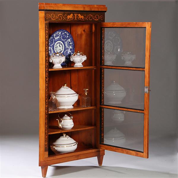 Grote foto hoekkast of hoekvitrine ca 1815 kersen berken ebben en gebruineerd kersen no.962625 antiek en kunst stoelen en banken