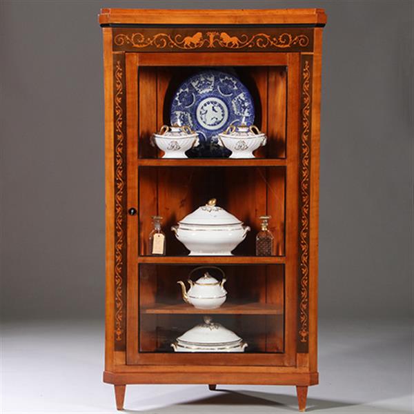 Grote foto hoekkast of hoekvitrine ca 1815 kersen berken ebben en gebruineerd kersen no.962625 antiek en kunst stoelen en banken