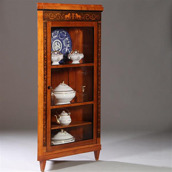 Grote foto hoekkast of hoekvitrine ca 1815 kersen berken ebben en gebruineerd kersen no.962625 antiek en kunst stoelen en banken