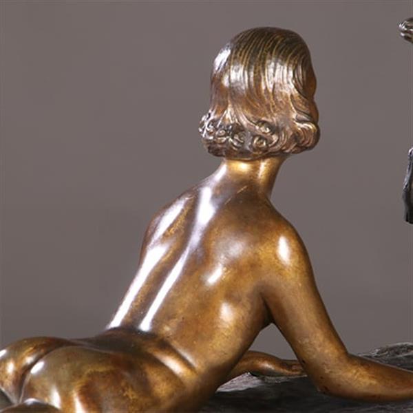 Grote foto art deco beeld joseph d aste 1881 1945 jonge vrouw met een bokje brons gepatineerd en verguld no antiek en kunst overige in antiek gebruiksvoorwerpen
