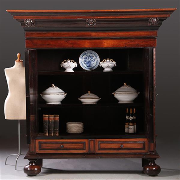 Grote foto palissander tweedeurs pilasterkast ca 1700 met veel ebben inleg no.962630 antiek en kunst stoelen en banken