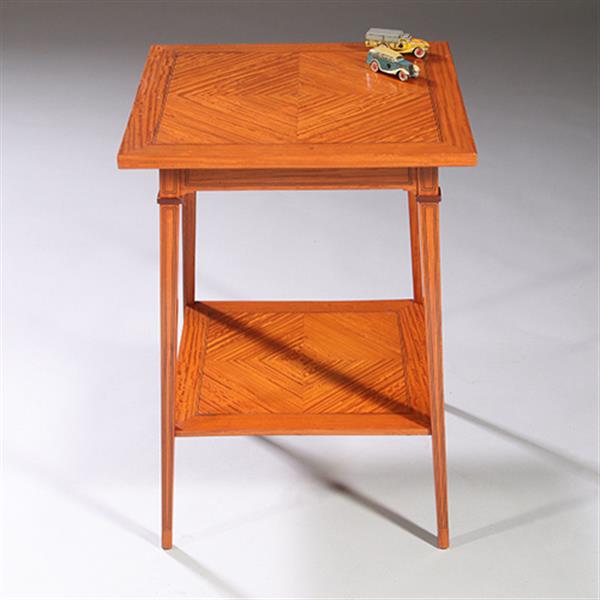 Grote foto satijnhouten bijzettafel ca 1890 met gevierendeelde bladen en ingelegde biezen no.883045 antiek en kunst stoelen en banken