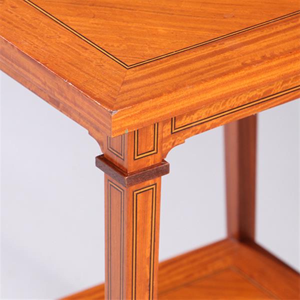 Grote foto satijnhouten bijzettafel ca 1890 met gevierendeelde bladen en ingelegde biezen no.883045 antiek en kunst stoelen en banken
