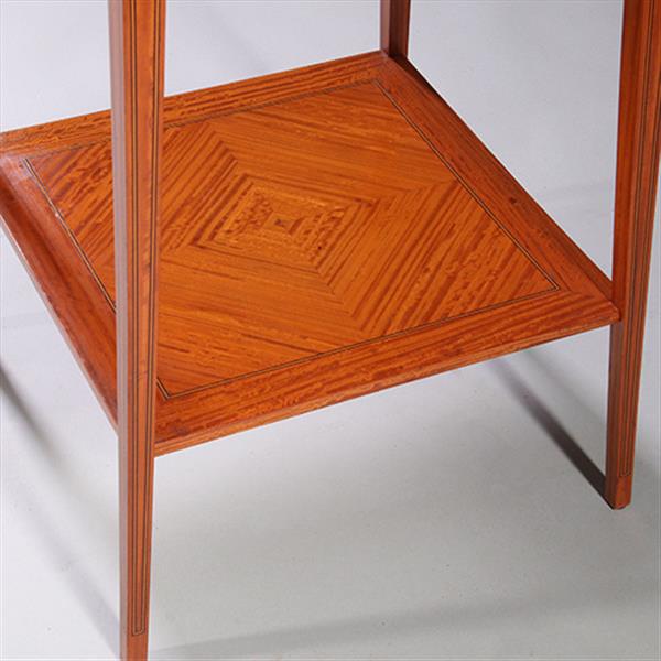 Grote foto satijnhouten bijzettafel ca 1890 met gevierendeelde bladen en ingelegde biezen no.883045 antiek en kunst stoelen en banken