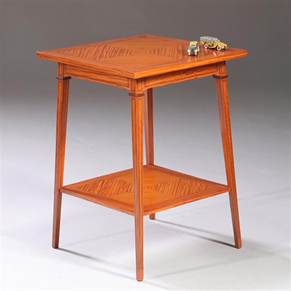 Grote foto satijnhouten bijzettafel ca 1890 met gevierendeelde bladen en ingelegde biezen no.883045 antiek en kunst stoelen en banken