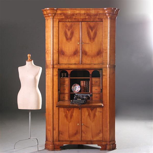 Grote foto kersenhouten hoekkast bar ca 1825 met 4 deuren en secretaire klep onwaarschijnlijk veel ruimte no antiek en kunst overige in antiek gebruiksvoorwerpen
