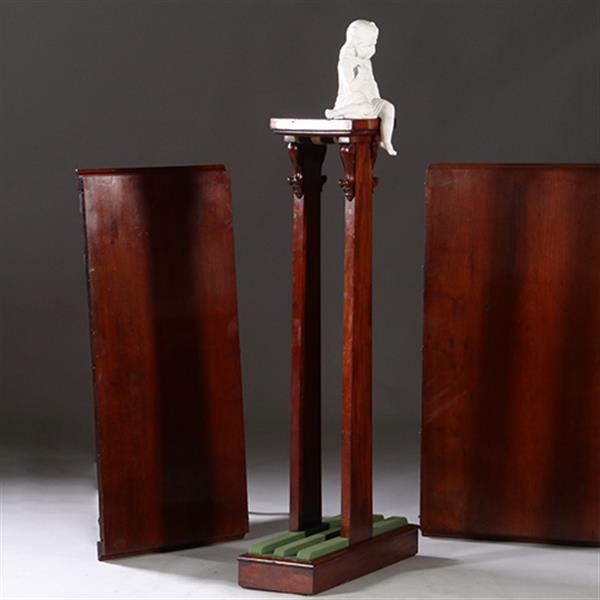 Grote foto doorleefde victoriaanse pull out table met bijbehorende piedestal vormige tafelbladenhouder no.9731 antiek en kunst stoelen en banken