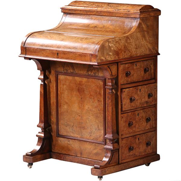 Grote foto blond wortelnoten davenport secretaire met geheime harlequin of pop up postvakjes ca 1845 no.982255 antiek en kunst overige in antiek gebruiksvoorwerpen