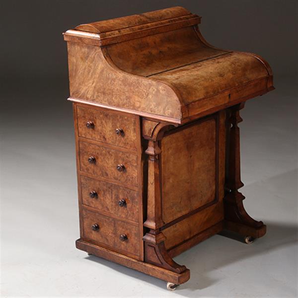 Grote foto blond wortelnoten davenport secretaire met geheime harlequin of pop up postvakjes ca 1845 no.982255 antiek en kunst overige in antiek gebruiksvoorwerpen
