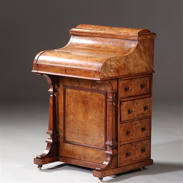 Grote foto blond wortelnoten davenport secretaire met geheime harlequin of pop up postvakjes ca 1845 no.982255 antiek en kunst overige in antiek gebruiksvoorwerpen