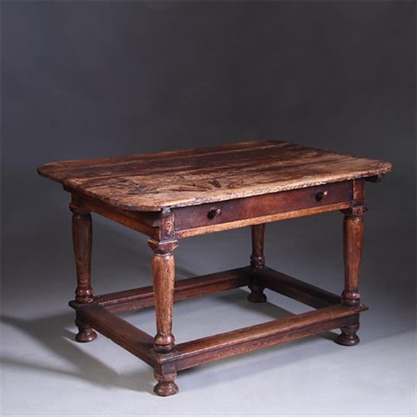 Grote foto doorleefde betaaltafel met brede lade ca 1825 no991405 s antiek en kunst stoelen en banken