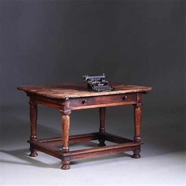 Grote foto doorleefde betaaltafel met brede lade ca 1825 no991405 s antiek en kunst stoelen en banken