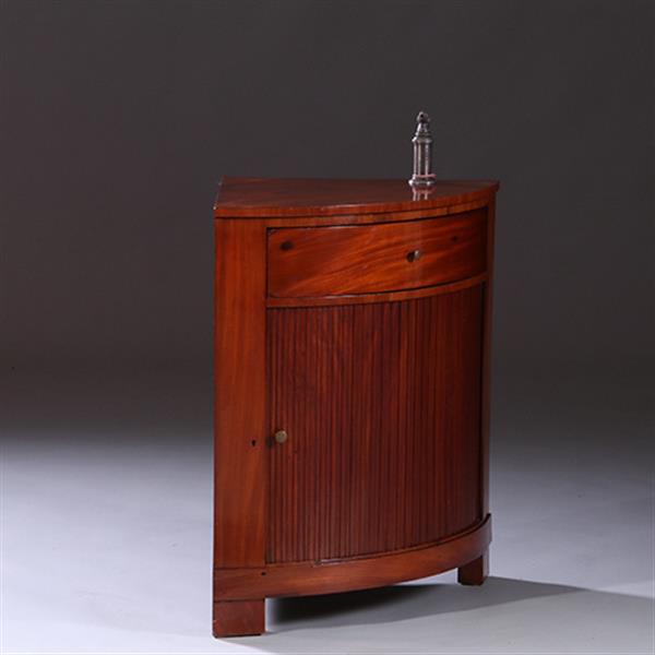 Grote foto lage kwartronde kersenhouten hoekkast met jalousie deur ca 1860 no.991925 antiek en kunst stoelen en banken