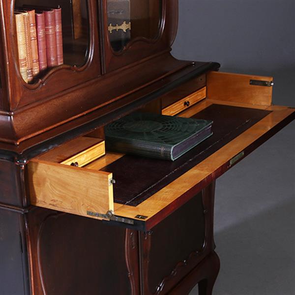 Grote foto hollands mahonie bonheur du jour gesigneerd horrix ca 1870 no.203011 antiek en kunst stoelen en banken