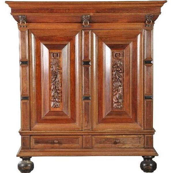 Grote foto antieke kast kleine hollandse 17e eeuwse kussenkast eiken palissander en ebben ca. 1690 no.2811 antiek en kunst stoelen en banken
