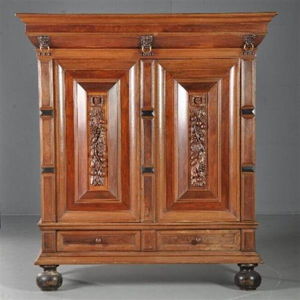 Grote foto antieke kast kleine hollandse 17e eeuwse kussenkast eiken palissander en ebben ca. 1690 no.2811 antiek en kunst stoelen en banken