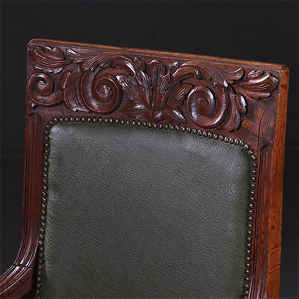 Grote foto art nouveau bureau met brons beslag en armstoel incl stof en leer naar wens no. 211115 antiek en kunst stoelen en banken