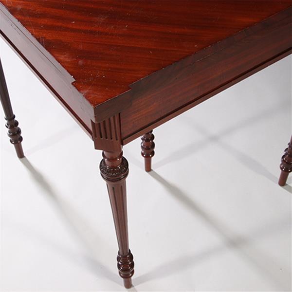 Grote foto driehoekige speeltafel voor in een hoek of langs een wand ca 1860 mahonie no.211740 antiek en kunst stoelen en banken