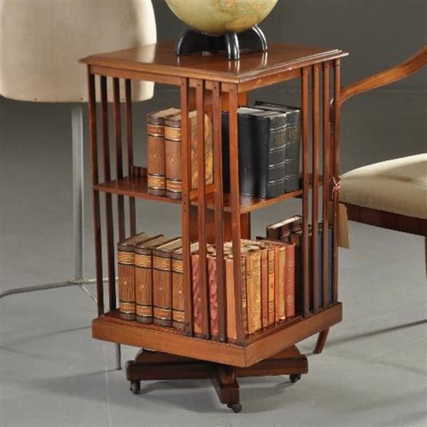 Grote foto antieke bijzettafels mahonie boekenmolen ca. 1900 twee verdiepingen draaibaar en op wieltjes no.3 antiek en kunst stoelen en banken