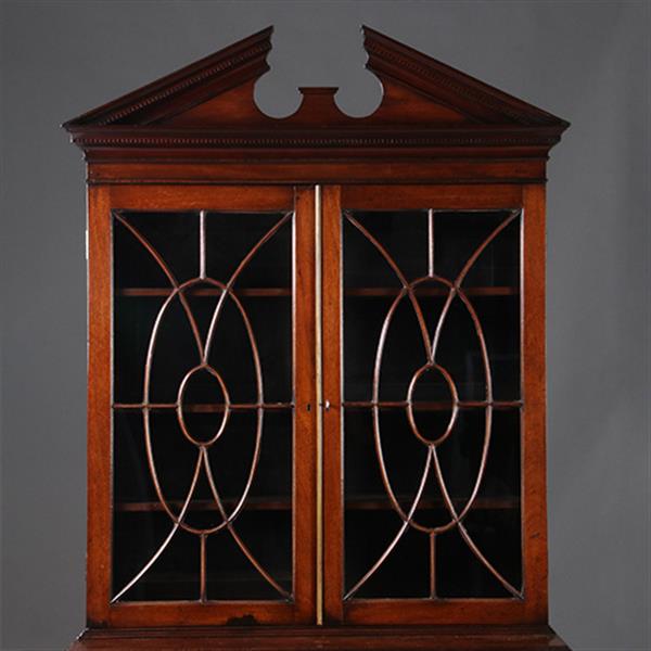 Grote foto boekenkast met bureau of buro bookcase ca 1825 met timpaan donker mahonie no.211760 antiek en kunst overige in antiek gebruiksvoorwerpen
