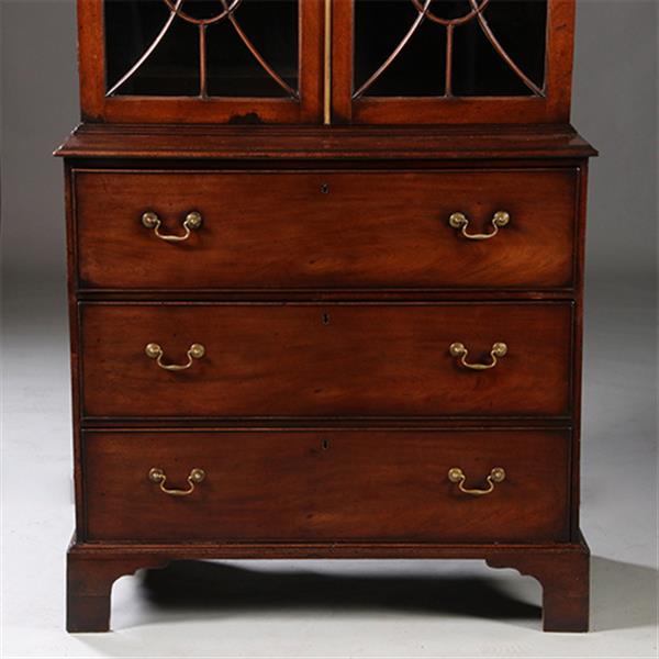 Grote foto boekenkast met bureau of buro bookcase ca 1825 met timpaan donker mahonie no.211760 antiek en kunst overige in antiek gebruiksvoorwerpen