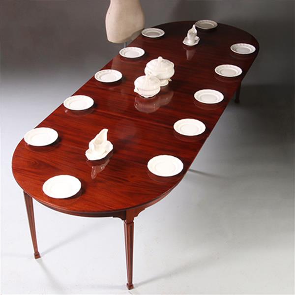 Grote foto hollandse smalle coulissentafel louis seize ca 1800 in mahonie op tapse poten no.922850 antiek en kunst stoelen en banken