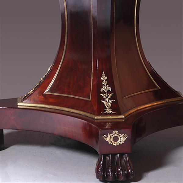 Grote foto empire coulissetafel ca 1810 in mahonie met bloemmahonie op sluierpoot met veel brons beslag no.96 antiek en kunst stoelen en banken