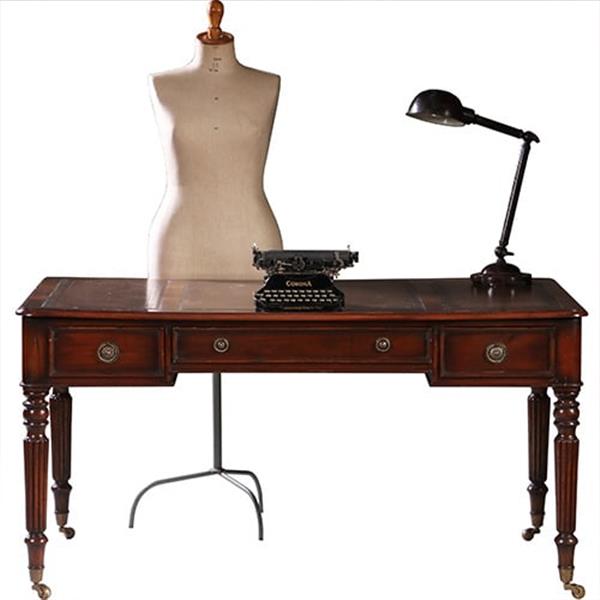Grote foto schrijftafel ca 1930 in mahonie met leer ingelegd op gedraaide poten no.212820 antiek en kunst stoelen en banken
