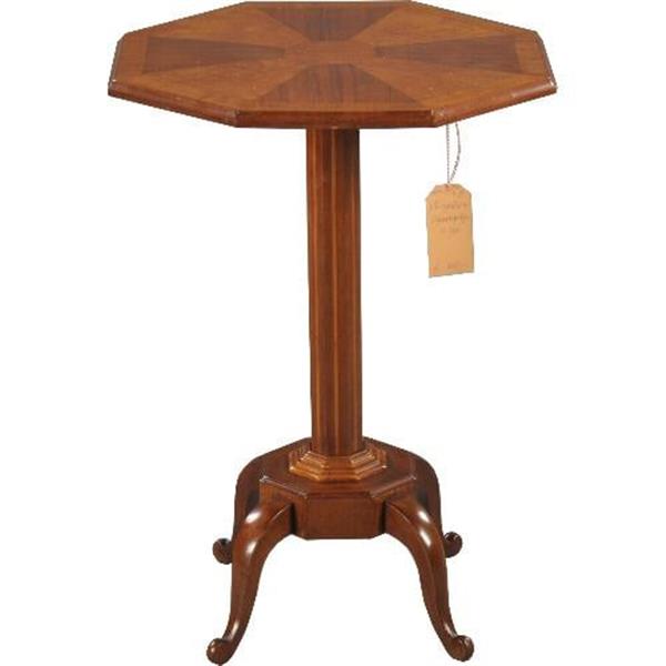 Grote foto antieke bijzettafels wijntafeltje 8 kantig ingelegd notenhouten tafeltje op strakke poot ca. 1920 antiek en kunst stoelen en banken