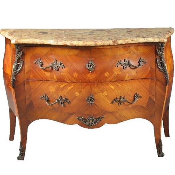 Grote foto antieke kasten gebombeerde notenhouten commode ca. 1920 met rijkelijk brons beslag no.402558 antiek en kunst stoelen en banken