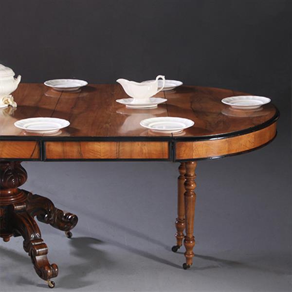 Grote foto lange eetkamertafel wortelnoten willem iii ca 1875 permanente lengte no.212825 antiek en kunst stoelen en banken