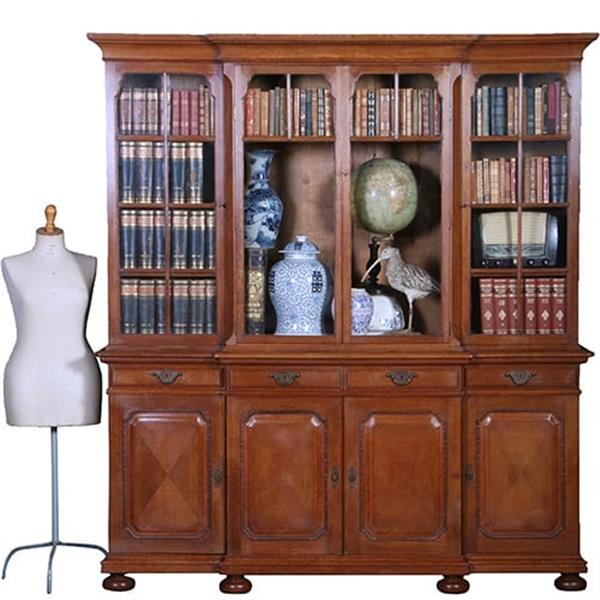 Grote foto hoge boekenkast bibliotheekwand pander ca 1910 met interessante roedeverdeling no.211120 antiek en kunst stoelen en banken