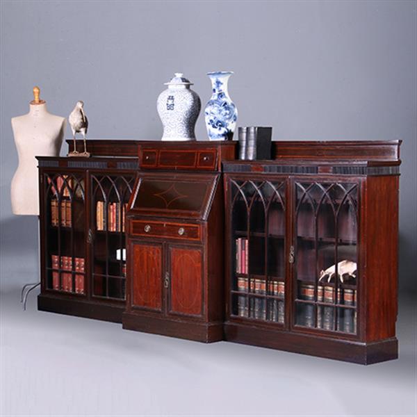 Grote foto een bijna 3 m. lange lage boekenkast met secretaire 1910 maple co no.222140 antiek en kunst overige in antiek gebruiksvoorwerpen