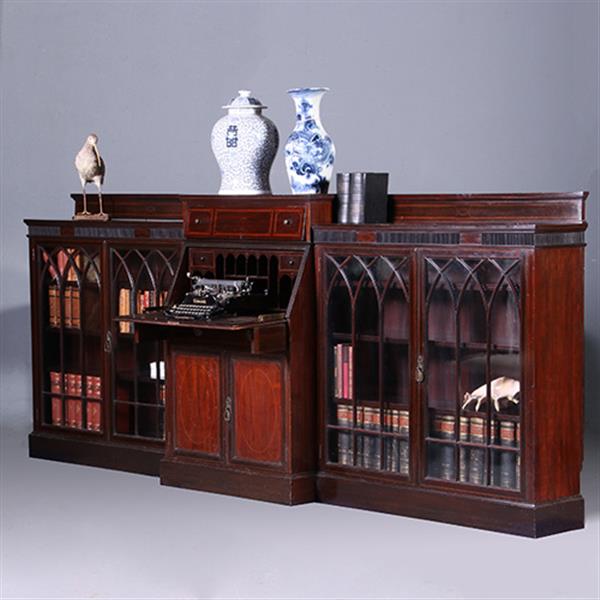 Grote foto een bijna 3 m. lange lage boekenkast met secretaire 1910 maple co no.222140 antiek en kunst overige in antiek gebruiksvoorwerpen