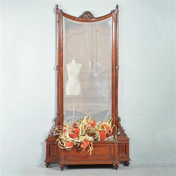 Grote foto antieke spiegels reusachtige halspiegel met jardini re ca. 1875 hollands mahonie no.411569 hoogt antiek en kunst spiegels