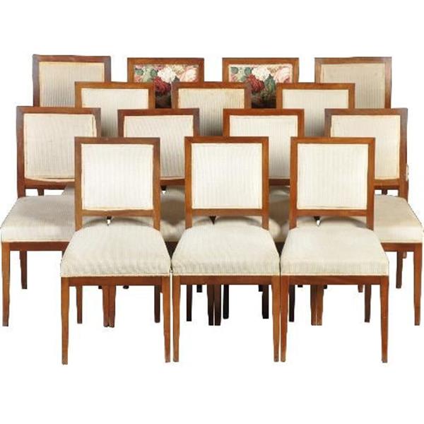 Grote foto antieke stoelen stel van 14 strakke mahonie eetkamerstoelen stoelen ca. 1880 incl bekleding naar w antiek en kunst stoelen en banken
