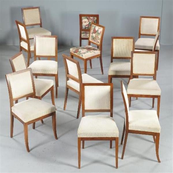Grote foto antieke stoelen stel van 14 strakke mahonie eetkamerstoelen stoelen ca. 1880 incl bekleding naar w antiek en kunst stoelen en banken