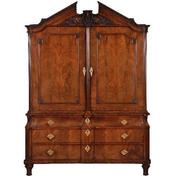 Grote foto antieke kast strak hollands kabinet met fronton overgangsperiode ca. 1800 no.412033 antiek en kunst stoelen en banken