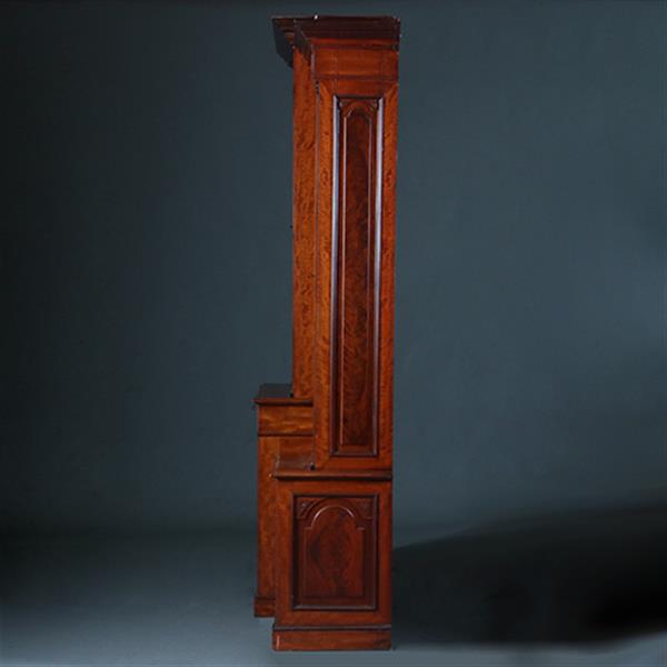 Grote foto bibliotheekkast 2 60 m hoog met 6 deuren en dubbel break front ca. 1880 facet geslepen glas no.222 antiek en kunst stoelen en banken