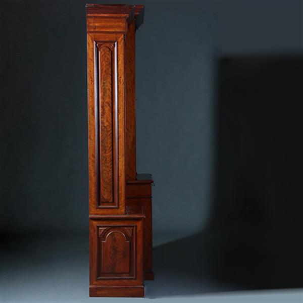 Grote foto bibliotheekkast 2 60 m hoog met 6 deuren en dubbel break front ca. 1880 facet geslepen glas no.222 antiek en kunst stoelen en banken