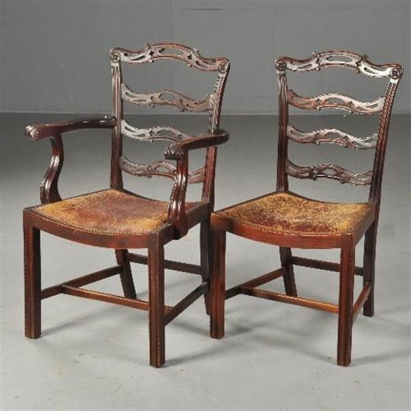 Grote foto antieke stoelen stel van 8 mahonie ladderbacks vm norman stacey 1910 bekleding naar wens no.481 antiek en kunst stoelen en banken