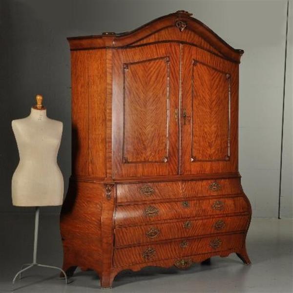 Grote foto antieke kast satijnhouten hollands kabinet ca. 1775 no.511854 antiek en kunst stoelen en banken